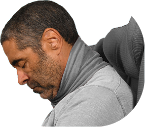 Man uncomfortable in a competitor TRTL pillow